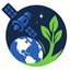 SparkyAI logo: a satellite above the globe with a green leaf